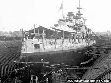 USS Massachusetts in dry dock